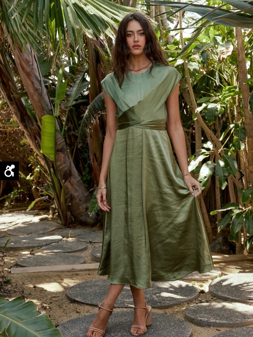 Bohme Rosalind Midi Dress in Moss
